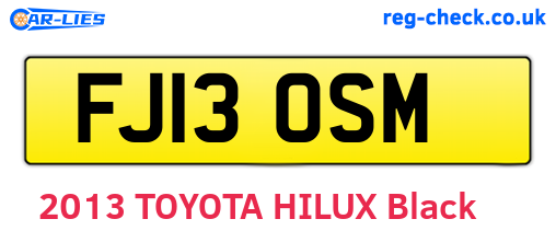 FJ13OSM are the vehicle registration plates.