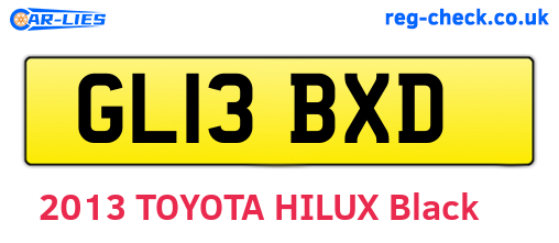 GL13BXD are the vehicle registration plates.