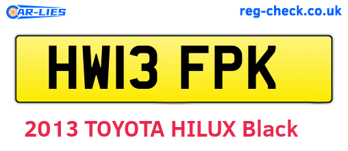HW13FPK are the vehicle registration plates.