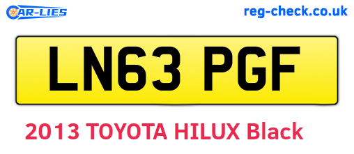 LN63PGF are the vehicle registration plates.