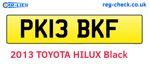 PK13BKF are the vehicle registration plates.