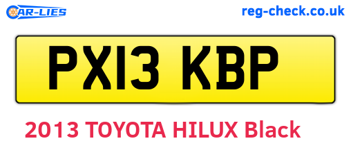 PX13KBP are the vehicle registration plates.