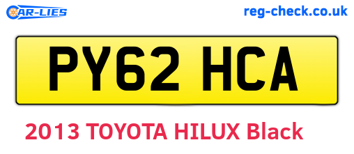 PY62HCA are the vehicle registration plates.