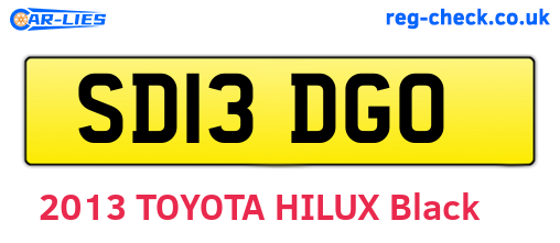 SD13DGO are the vehicle registration plates.