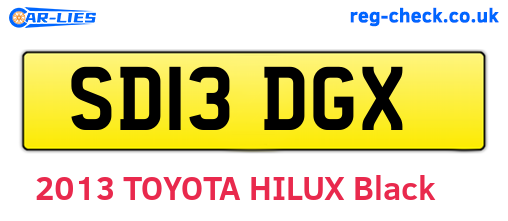 SD13DGX are the vehicle registration plates.