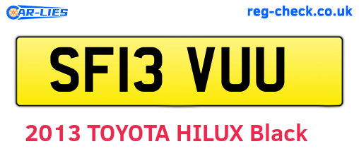 SF13VUU are the vehicle registration plates.