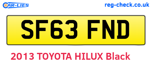 SF63FND are the vehicle registration plates.