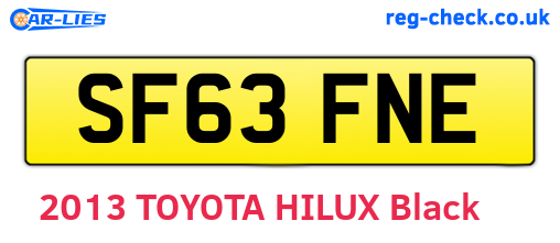 SF63FNE are the vehicle registration plates.