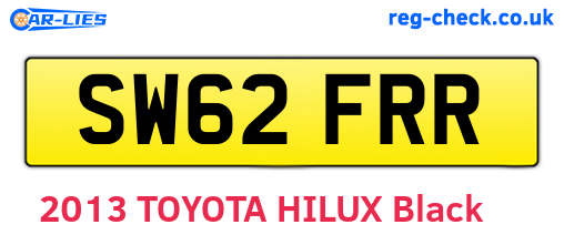 SW62FRR are the vehicle registration plates.