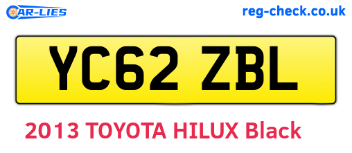 YC62ZBL are the vehicle registration plates.