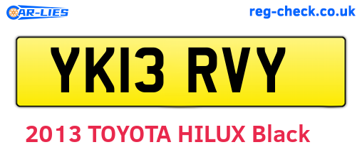 YK13RVY are the vehicle registration plates.