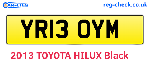 YR13OYM are the vehicle registration plates.