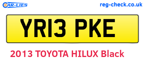 YR13PKE are the vehicle registration plates.