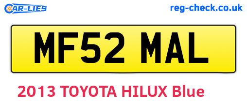 MF52MAL are the vehicle registration plates.