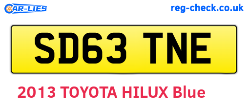 SD63TNE are the vehicle registration plates.