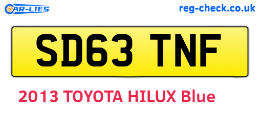 SD63TNF are the vehicle registration plates.