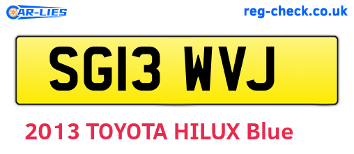 SG13WVJ are the vehicle registration plates.