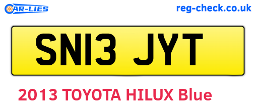 SN13JYT are the vehicle registration plates.