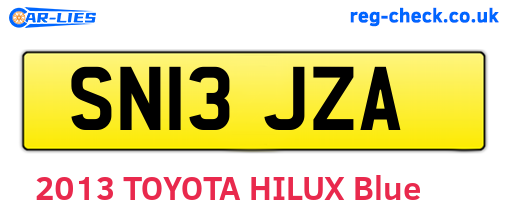 SN13JZA are the vehicle registration plates.