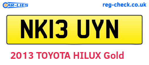 NK13UYN are the vehicle registration plates.