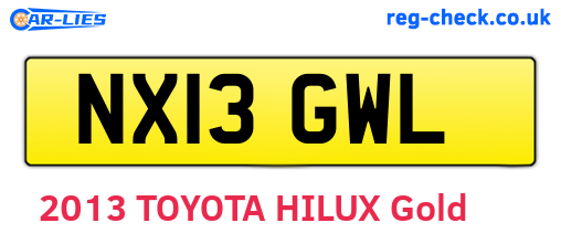 NX13GWL are the vehicle registration plates.