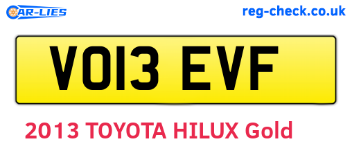 VO13EVF are the vehicle registration plates.