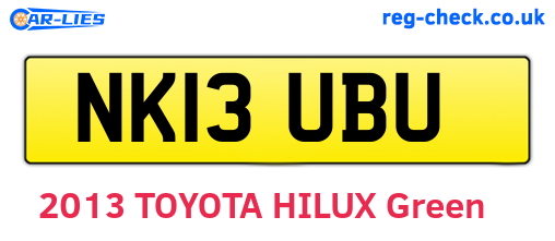NK13UBU are the vehicle registration plates.