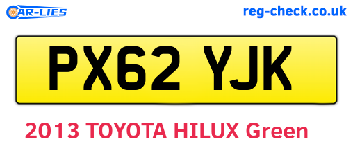 PX62YJK are the vehicle registration plates.