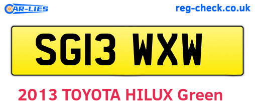 SG13WXW are the vehicle registration plates.
