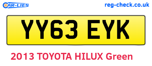 YY63EYK are the vehicle registration plates.