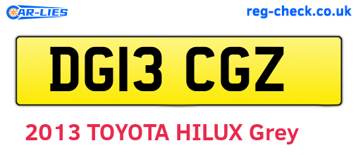 DG13CGZ are the vehicle registration plates.