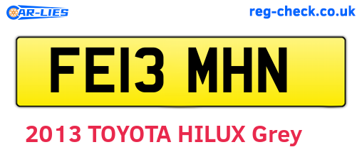 FE13MHN are the vehicle registration plates.