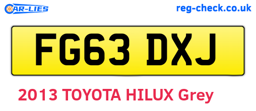 FG63DXJ are the vehicle registration plates.