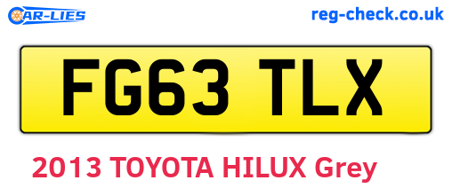 FG63TLX are the vehicle registration plates.