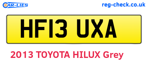 HF13UXA are the vehicle registration plates.