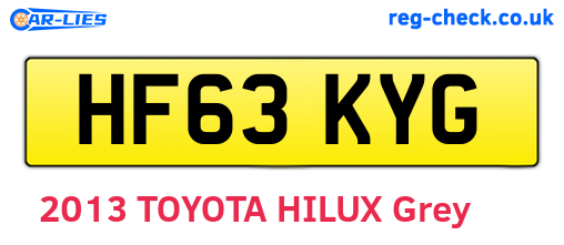 HF63KYG are the vehicle registration plates.