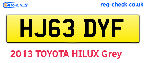 HJ63DYF are the vehicle registration plates.
