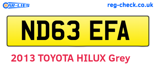ND63EFA are the vehicle registration plates.