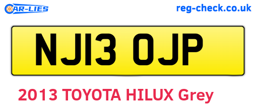 NJ13OJP are the vehicle registration plates.