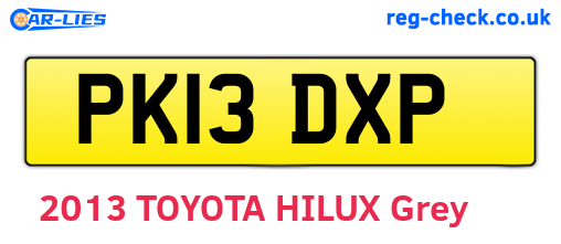 PK13DXP are the vehicle registration plates.