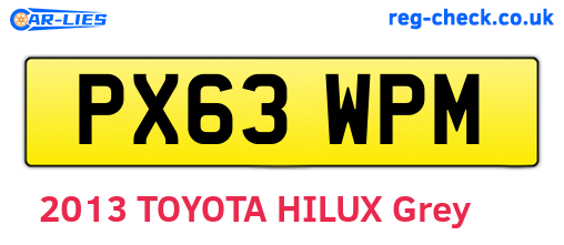 PX63WPM are the vehicle registration plates.