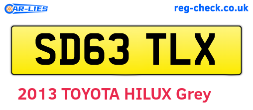 SD63TLX are the vehicle registration plates.