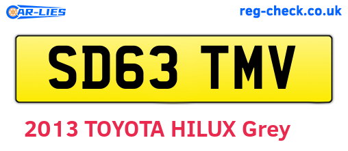 SD63TMV are the vehicle registration plates.