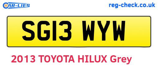 SG13WYW are the vehicle registration plates.