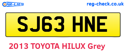 SJ63HNE are the vehicle registration plates.
