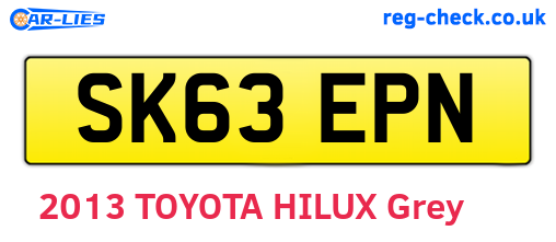 SK63EPN are the vehicle registration plates.