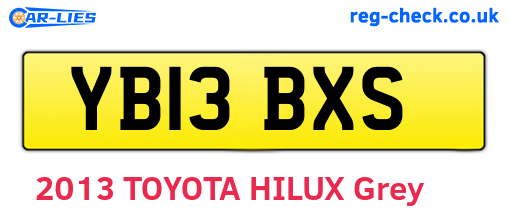 YB13BXS are the vehicle registration plates.
