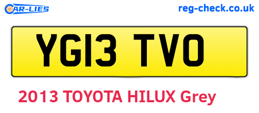 YG13TVO are the vehicle registration plates.