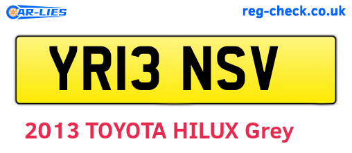 YR13NSV are the vehicle registration plates.