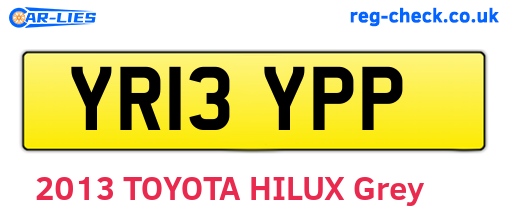 YR13YPP are the vehicle registration plates.